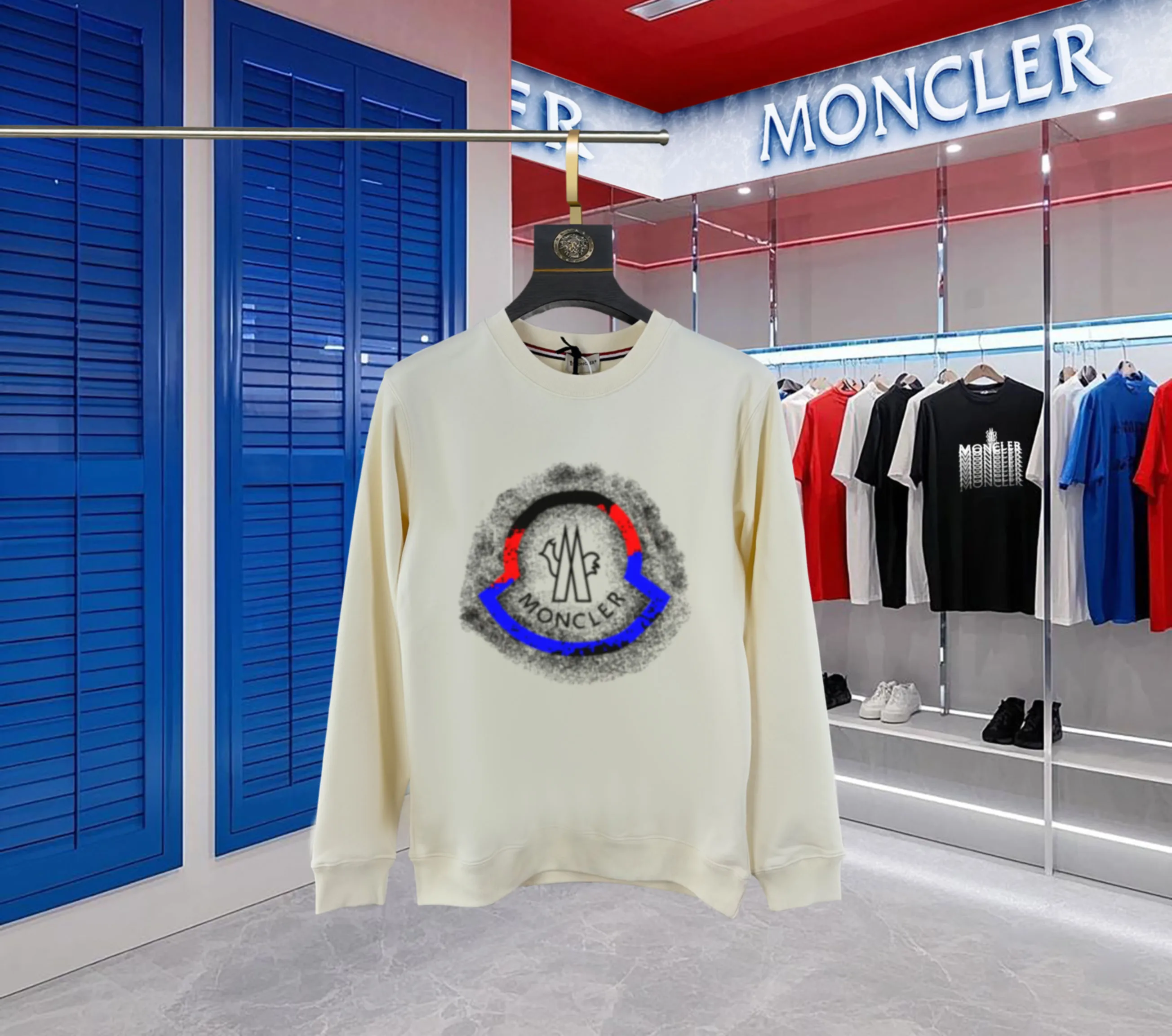 【 In Stock】 〖 𝐌𝐎𝐍𝐂𝐋𝐄𝐑~ 〗 440g ， 😎 ， ， Factory 2025 T ， ， Premium LOGO， Same Style ：Black White Size：S M L XL 2XL